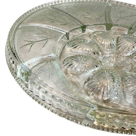 Indiana Glass Clear Pebble Leaf, Tree of life, Deviled Egg, Serving Tray… - Picture 2 of 10